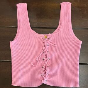 Daisy Ribbed Lace-Up Top